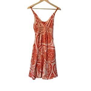 Anthropologie MAEVE Paisley Cotton Orange/Cream Sundress Dress | 2